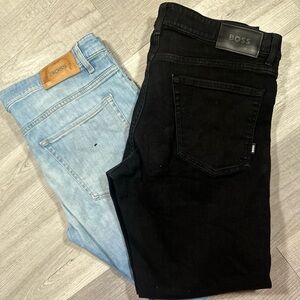 BOSS Men's Black and Light Blue Jeans Duo